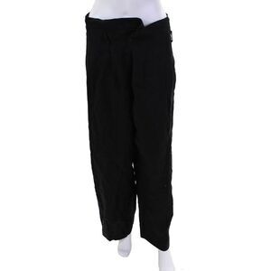 Tela Womens Lightweight Asymmetrical Buttoned Wide Leg Dress Pants Black Size M